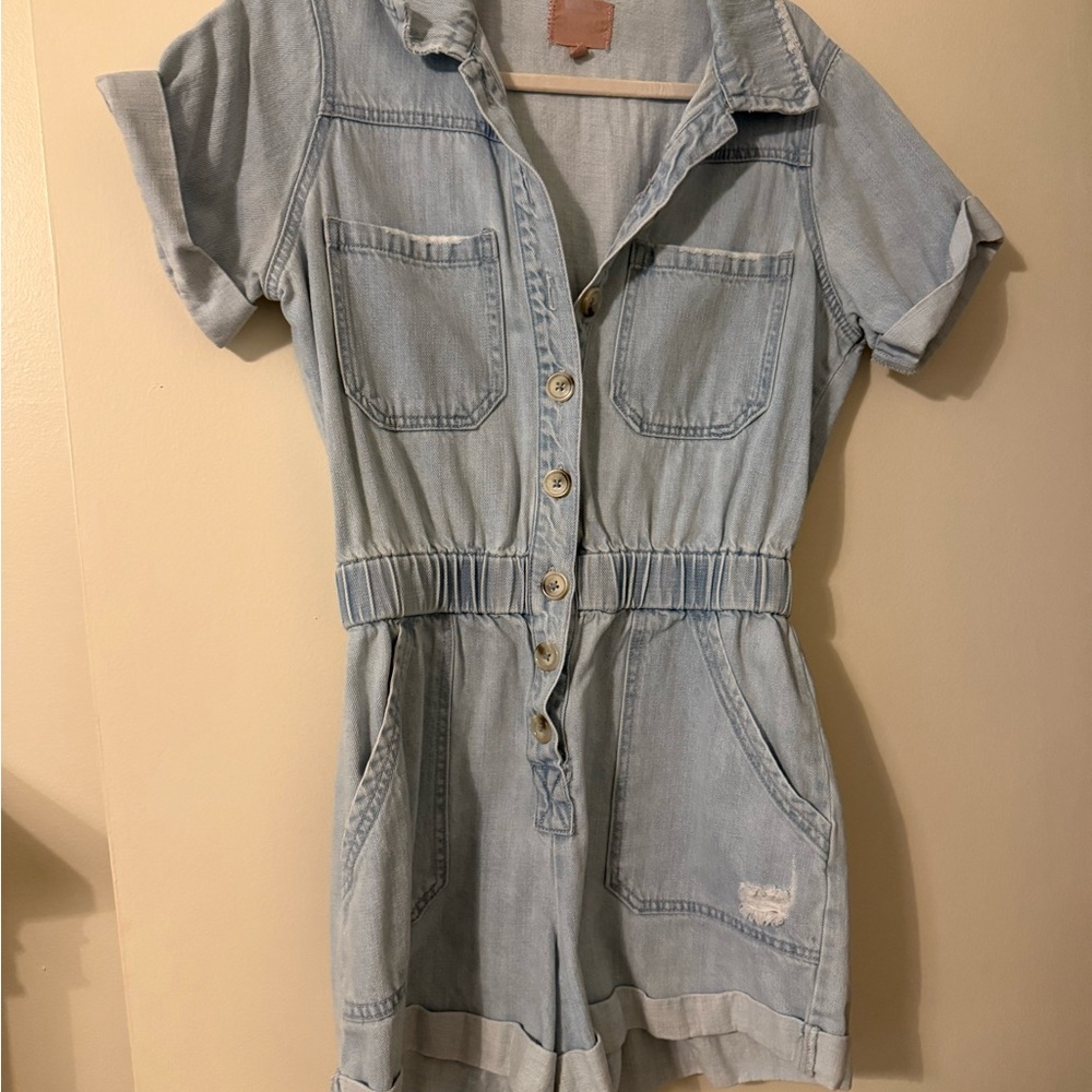 Show Me Your MuMu Light Blue Denim Romper